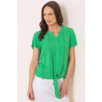 Klass. Women's Tie Front Short Sleeve Blouse in Green | Size: 22