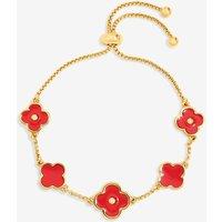 Mood Women's Gold Plated & Coral Clover Bracelet