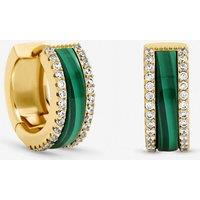 Jon Richard Women's Gold Plated Crystal & Malachite Hoop Earrings