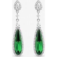 Jon Richard Women's Silver Plated Crystal & Emerald Drop Earrings