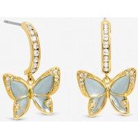 Jon Richard Women's Gold Plated Pave & Blue Butterfly Half Hoop Earrings