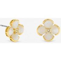 Jon Richard Women's Gold Plated Mother of Pearl Flower Stud Earrings