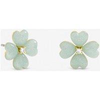 Jon Richard Women's Gold Plated & Mint Green Flower Stud Earrings
