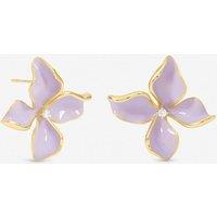 Jon Richard Women's Gold Plated & Purple Petal Flower Earrings