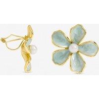 Jon Richard Women's Gold Plated & Blue Enamel Flower Clip Earrings