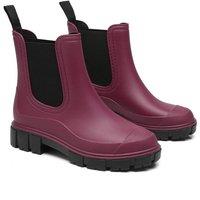 IVACHY Women's Waterproof Rain Boots Wellingtons Boots- Chelsea Boots in Wine | Size: 7.5
