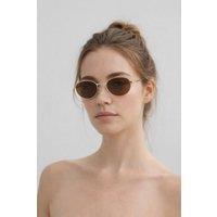 SVNX Women's Metal Oval Cat Eye Sunglasses In Brown