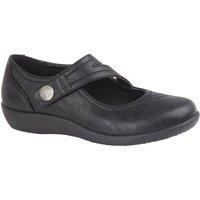 Boulevard Women's X Wide EE Fit Touch Fastening Bar Shoe in Black | Size: 3