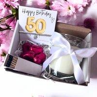 Aye Do Gifts Women's Small 50th Birthday Gold Balloon Hamper | Candle, Bracelet, Chocolates in Silver | Size: 1 Pack