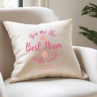 Aye Do Gifts Women's Personalised You're The Best Mum In The World Cushion in Cream | Size: 40 cm x 40 cm
