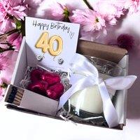 Aye Do Gifts Women's Small 40th Birthday Gold Balloon Hamper | Candle, Earrings, Chocolates in White