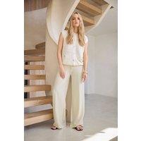 Long Tall Sally Women's Tall Wide Leg Trousers in Cream | Size: 18XL