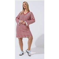 Yours Women's Stripe Crochet Knitted Dress in Red | Size: 22-24