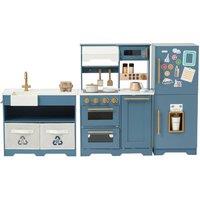 Teamson Kids Modular Wooden Play Kitchen Set with Ice Dispenser, Blue/Gold in Blue