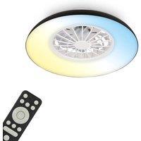 BRILONER Black 24W CCT Dimmable LED Ceiling Light With Fan & Remote