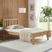 Amani Dorset Waxed Solid Pine Bed Frame with Slatted Headboard in Natural | Size: Small Double