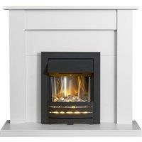 Adam Fires & Fireplaces Adam Sutton Fireplace in Pure White with Helios Electric Fire In Black, 43 Inch in Black