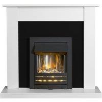 Adam Fires & Fireplaces Adam Sutton Fireplace in Pure White & Black with Helios Electric Fire in Black, 43 Inch