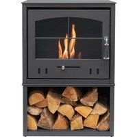 OKO Bio Ethanol Fires S4 Bio Ethanol Stove with Log Storage in Charcoal Grey