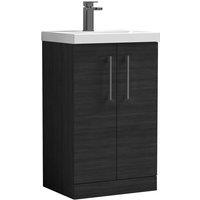 Balterley Modern Bathroom 2 Soft Close Door Vanity Unit Basin, Black, 510mm in Black