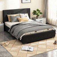 Comfy Living Ltd Fabric Ottoman Storage Gaslift Bedframe in Black | Size: King