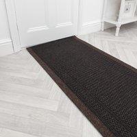 runrug Hallway Carpet Runner Rug - Hardwearing & Durable, 7mm - 'Aztec' in Dark Brown | Size: 66 cm x 180 cm