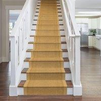 runrug Beige Aztec Stair Carpet Runner | Size: 66 cm x 450 cm