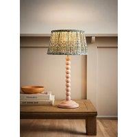 ValueLights Bobbin Bobble Table Lamp with Floral Pleated Tapered Lamp Shade in Pale Pink