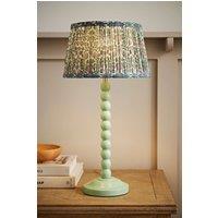 ValueLights Bobbin Bobble Table Lamp with Floral Pleated Tapered Lamp Shade in Pale Green