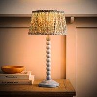 ValueLights Bobbin Bobble Table Lamp with Floral Pleated Taper Lamp Shade & Bulb in Pale Blue