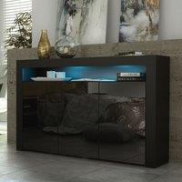 Creative Furniture Aether Sideboard 155cm - A Sleek & Spacious Cabinet with Gloss Doors & LED Lights in Black