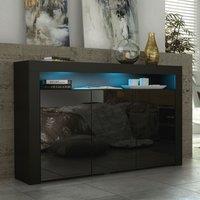 Mex Furniture LTD Sideboard with LED Lighting & Gloss Doors / 155cm in Black