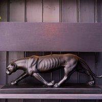 Madison & Mayfair Black Panther Lamp Base with a Black & Gold Lamp Shade
