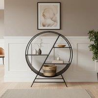 Madison & Mayfair Art Deco Style Black Metal Console Table with Staggered Glass Shelves