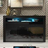 Creative Furniture Aether Sideboard 155cm - Black with Gloss Doors & LED Lights
