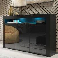 Mex Furniture LTD Sideboard Aether 155cm - Black with Gloss Doors & LED Lights