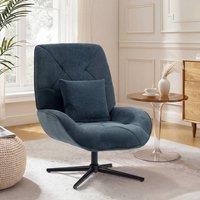 HOMCOM Swivel Accent Chair, Chenille Armchair with Lumbar Pillow, Dark Green in Teal