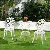 EONLION White Rose 3 Piece Patio Bistro Table Set with Umbrella Hole