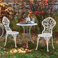 EONLION White Leaf 3 Piece Patio Bistro Table Set with Umbrella Hole