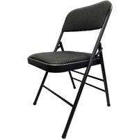 EONLION Black New Deluxe Steel Folding Office Chair with Fabric Padded Seat