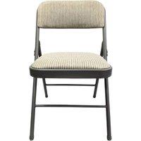 EONLION Cream New Deluxe Steel Folding Office Chair with Fabric Padded Seat