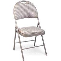 EONLION 1PCS Metal Folding Chair High Back Fabric Foldable Padded Seat in Grey