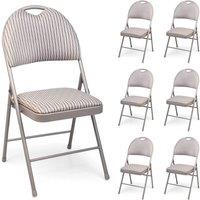 EONLION 6PCS Metal Folding Chair High Back Fabric Foldable Padded Seat in Grey