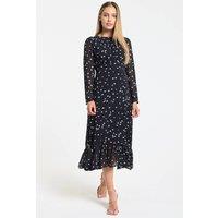 Liquorish Women's Black Star Print Midi Dress | Size: 12