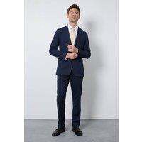 Burton Men's Navy Textured Slim Fit Suit Trousers | Size: 32R