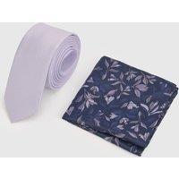 Burton Men's Purple Tie & Floral Pocket Square