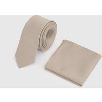 Burton Men's Champagne Textured Tie & Pocket Square