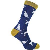 Mr Heron Men's Novelty Soft Breathable Bamboo Socks with Dog Pattern in Navy | Size: 6-11