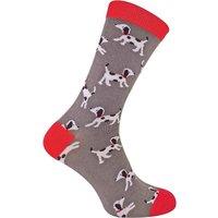Mr Heron Men's Novelty Soft Breathable Bamboo Socks with Dog Pattern in Grey | Size: 6-11