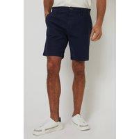 Threadbare Men's Cotton Regular Fit Stretch Chino Shorts in Navy | Size: 34R